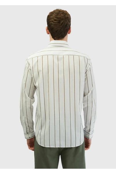 Ramsey Ανοιχτό γκρι εμπριμέ Casual Fit Woven Casual 100% βαμβακερό πουκάμισο