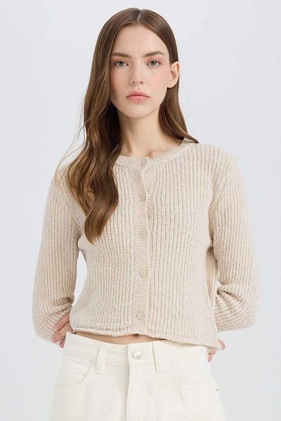 DeFacto Slim Fit Slim Fit Crew Neck Buttoned Knitwear Cardigan E4613Ax25Sp