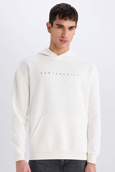 DeFacto Boxy Fit Kapüşonlu Sırt Baskılı Sweatshirt D8021AX25SP