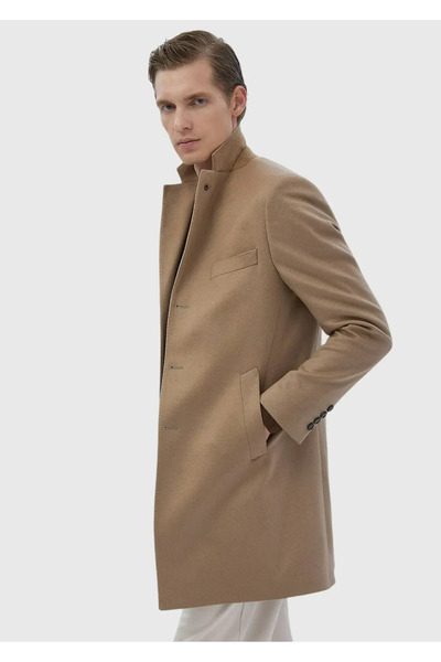 Ramsey Deve Tüyü Regular Fit Kelebek Yaka Klasik Dokuma Palto