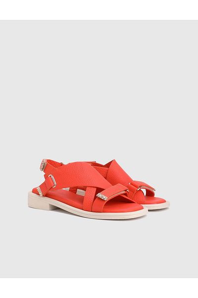 İLVİ Carcee Genuine Leather Orange Women's Sandals