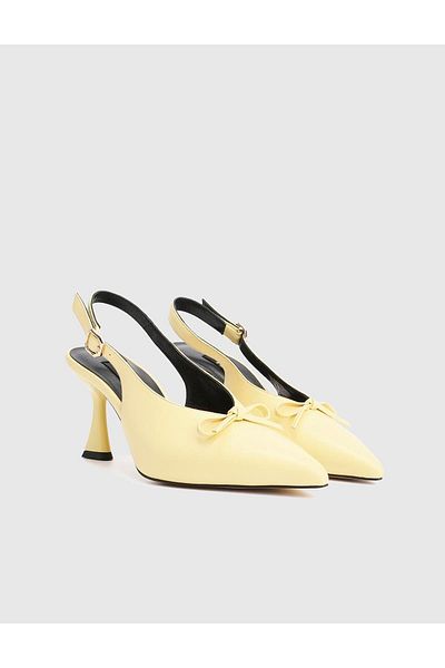 İLVİ Vyver Genuine Leather Women's Yellow Heeled Sandals