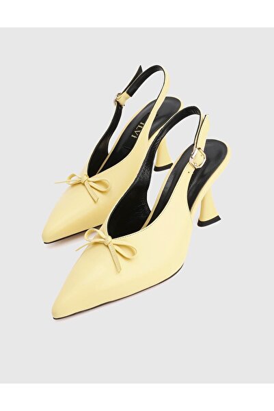 İLVİ Vyver Genuine Leather Women's Yellow Heeled Sandals