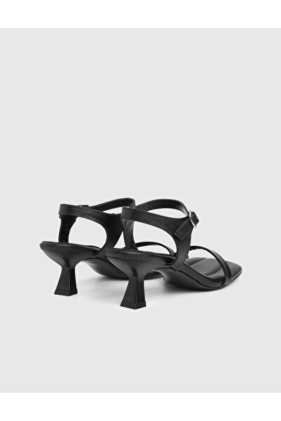 İLVİ Carmela Genuine Leather Black Women's Heeled Sandals