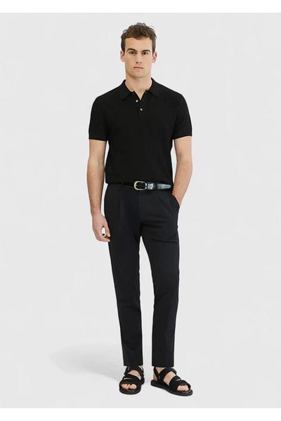Ramsey Black Polo Neck Jacquard Knitwear