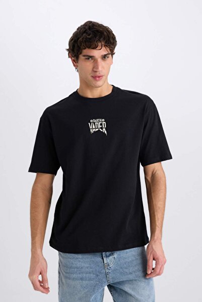 DeFacto 100% bavlna Star Wars Boxy Fit Crew Neck Tričko s krátkým rukávem s potiskem na zádech D6786AX25SP