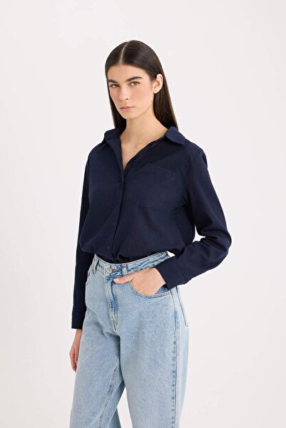 DeFacto Regular Fit Basic Düz Cepli Uzun Kollu Gömlek W7734AZ25SP