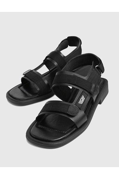 İLVİ Damita Genuine Leather Black Women's Sandals