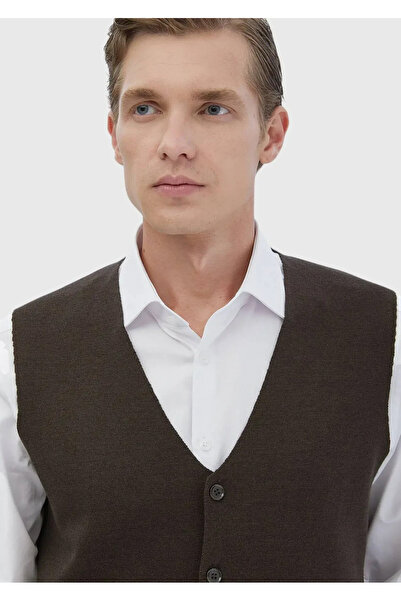 Ramsey Καφέ Πλεκτό Πλεκτό Γιλέκο