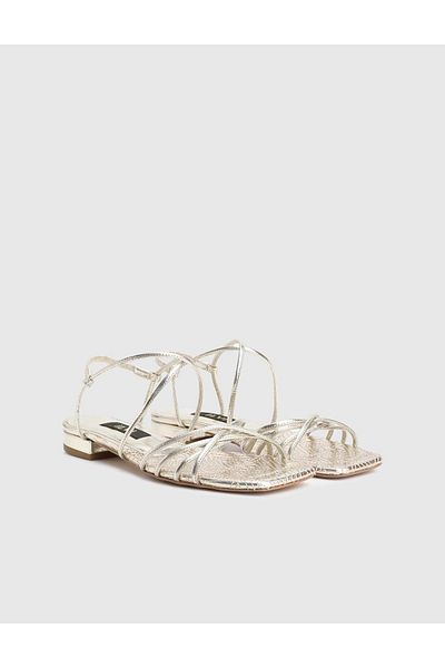 İLVİ Charissa Genuine Leather Gold Color Women's Sandals