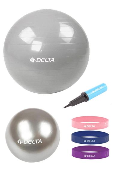 Delta مناسبة لمجموعة الطول 140-159 سم 55 سم و 20 سم 2 كرة بيلاتيس 3 قطع مضخة شريط القرفصاء مجموعة من 6