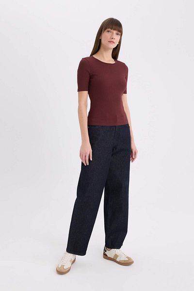 DeFacto Tricou cu mânecă scurtă, cu gât crew, slim fit E5776AX25SP