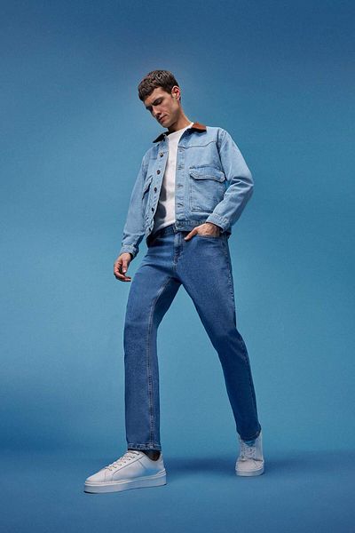 DeFacto Diago Comfort Fit Pantaloni de blugi cu talie înaltă și picioare late D9839AX25SP