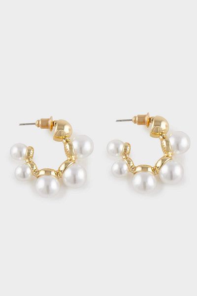 DeFacto Women's 2-Piece Pearl Gold Earrings E3985Axns