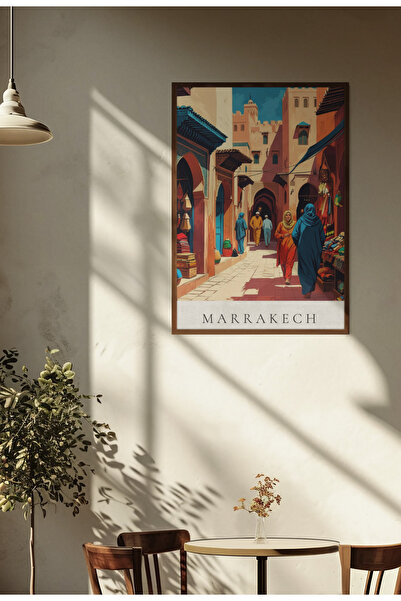 Funzee Marakeş Şehir İllüstrasyon Posteri - Çerçevesiz Poster