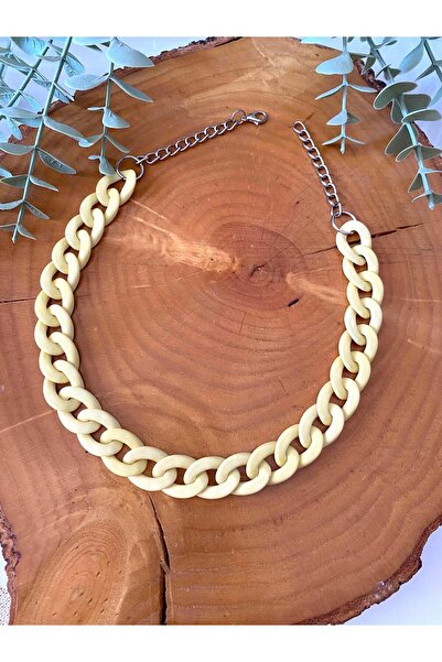 canan dizayn قلادة سلسلة من الأكريليك على شكل عظمة باللون الأصفر