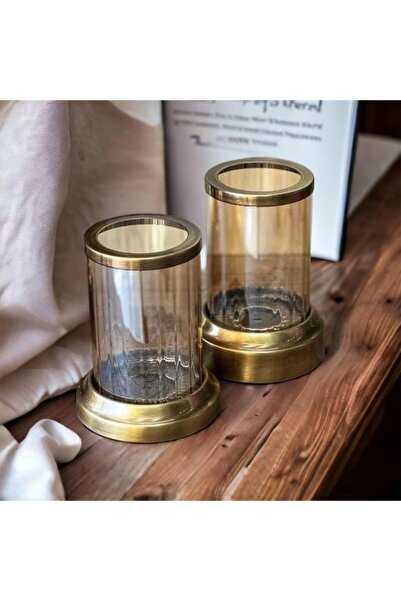 Genel Markalar 2'li Cam Fanus Mumluk Bronz 17cm. / 18cm.