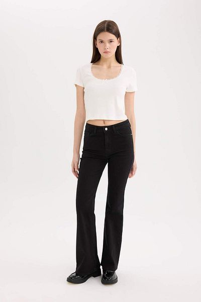 DeFacto Pantaloni de jeans Mia cu talie înaltă cu buzunar drept D6639AX25SP