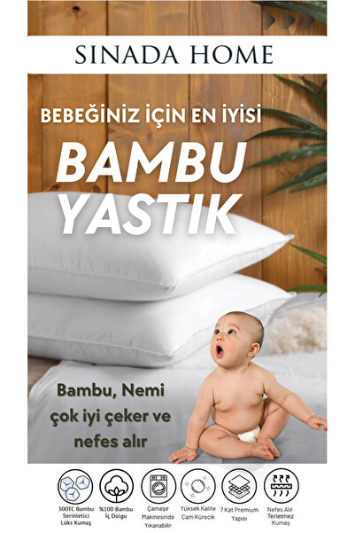 Sinada Yastık Bebekler için %100 Pamuk Dış Kumaş Bambu Dolgu Beyaz