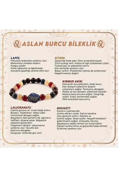 OSMANLI DEĞERLİ TAŞ Sertifikalı Aslan Burcu Bileklik B044