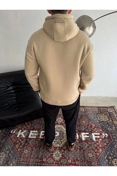 modamtn    Three Thread Hooded Printed Sweatshirt - Beige