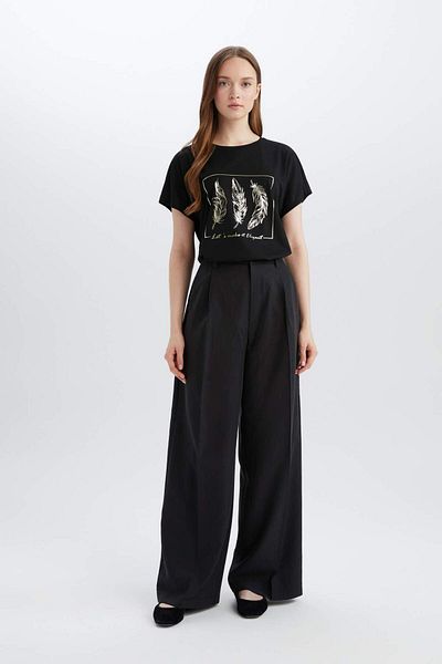 DeFacto Tricou cu mânecă scurtă imprimat cu decolteu rotund, cu ajustare normală E3027AX25SP