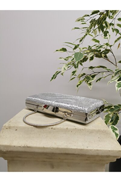 NAZART Women's Wavy Silver Evening Dress Clutch Chain Strap Hand Wedding Engagement Night Shoulder Bag