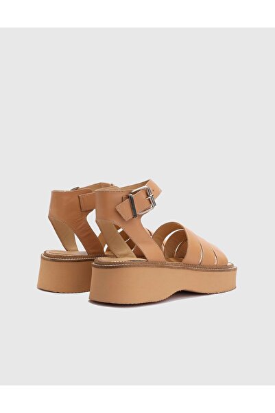 İLVİ Petkov Hakiki Deri Kadın Taba Sandalet