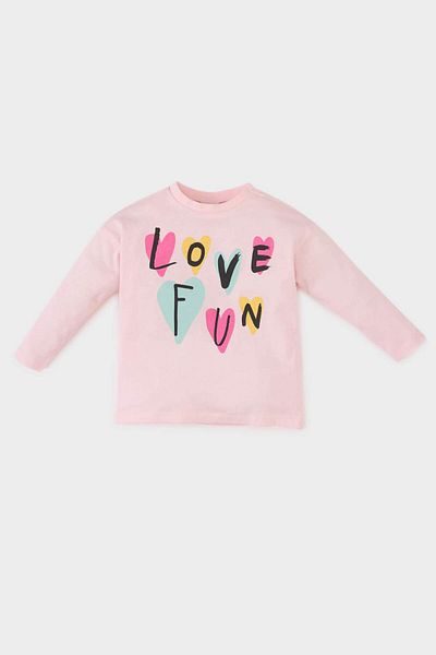 DeFacto Baby Girl Crew Neck Printed Long Sleeve T-Shirt E5098A525Sp