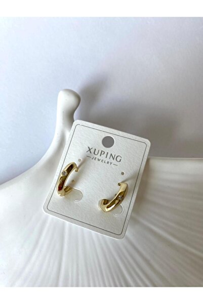 marsel aksesuar Xuping Minimal Nokta Taşlı Gold Küpe