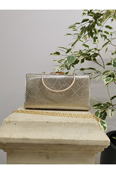 NAZART Women's Snake Gold Gold Evening Dress Clutch Chain Strap Hand Wedding Engagement Night Shoulder Bag