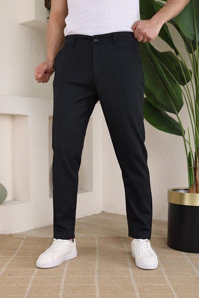 modamtn Men's Casual Slim Fit Cord Patterned Fabric Trousers