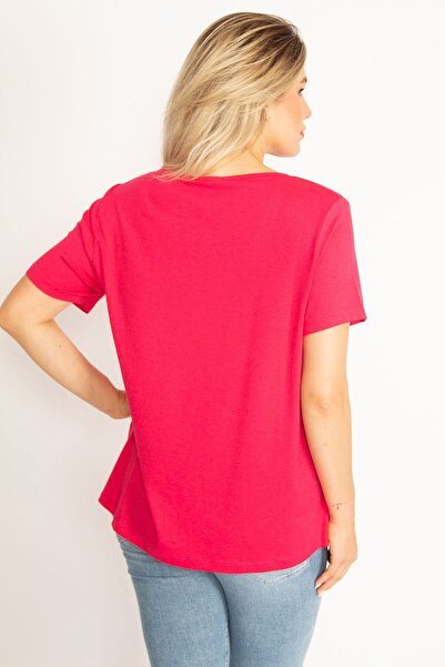 Şans Γυναικεία Μπλούζα Μεγάλου Μεγέθους Fujia Stone Detailed 65n34525