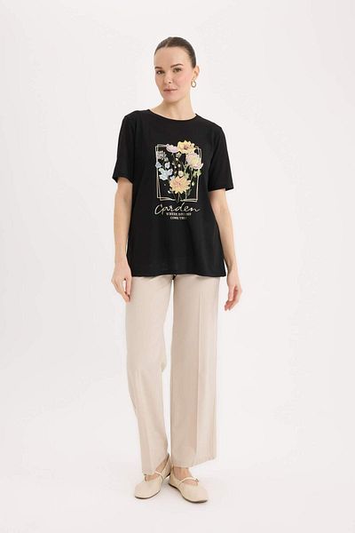 DeFacto Regular Fit Crew Neck Printed Short Sleeve T-Shirt E1212Ax25Sp