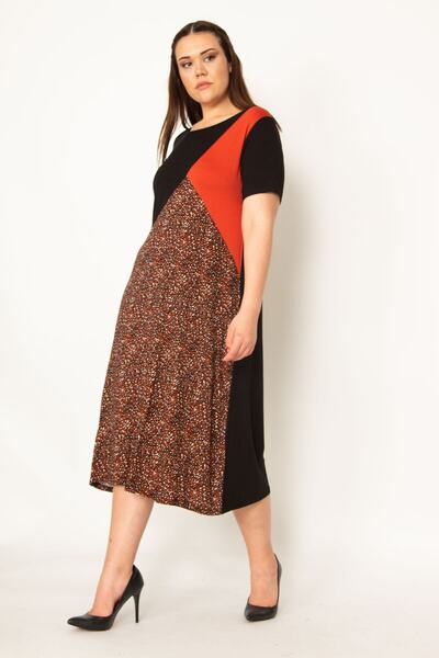 Şans Жіноче велике розмір помаранчеве віскозне плаття з ганрі 65n23624