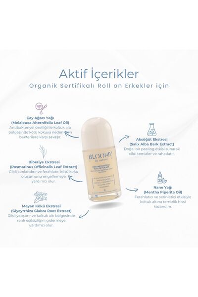 Bloomy by Nature Organik Sertifikalı Roll on Erkekler için