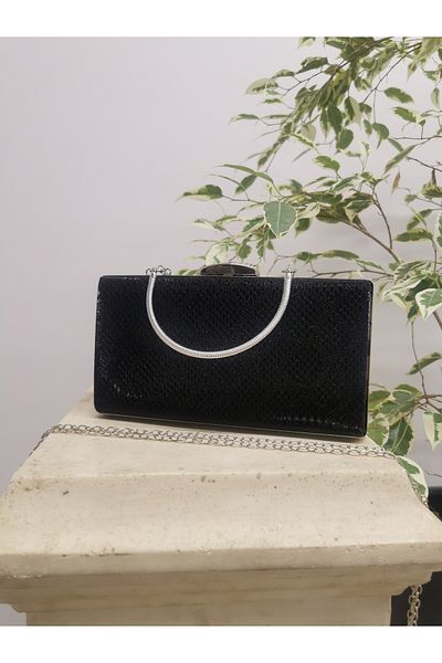 NAZART Women's Snake Black Evening Dress Clutch Chain Strap Hand Wedding Engagement Night Shoulder Bag