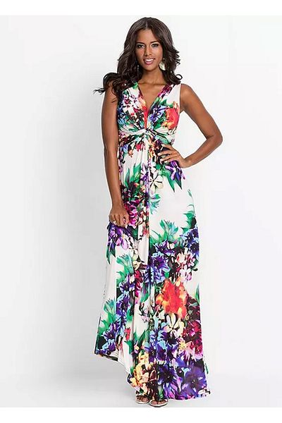 Şans Tekstil Women's Colorful Front Draped Long Dress 26a27311