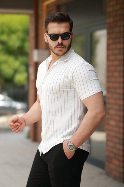 modamtn Men's Short Sleeve Striped Shirt