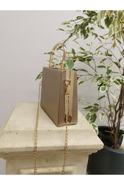 NAZART Women's Bronze Fabric Evening Dress Clutch Bag