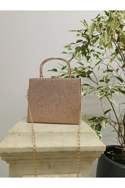 NAZART Kadın Pudra Kum Sim Abiye Clutch Çantası