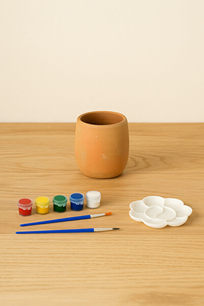 Marka Hobi Boyama Seti – Seramik Dekor + 6 Renk Boya + Fırçalar + Palet