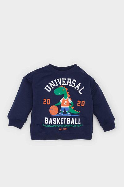 DeFacto Φούτερ Baby Boy Crew Neck Dinosaur με στάμπα E3675A525SP
