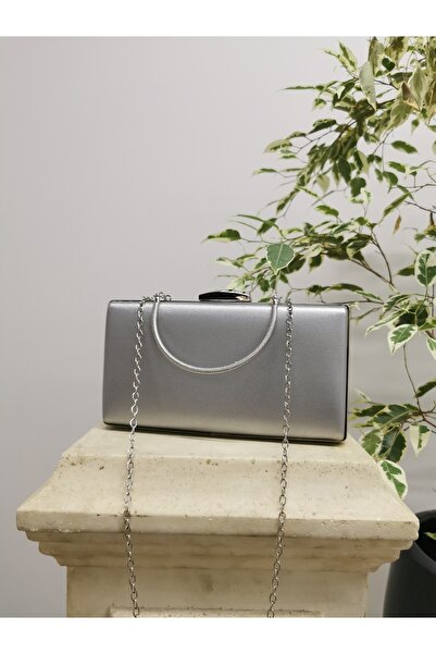 NAZART Βραδινή τσάντα φορέματος από ασημί ύφασμα