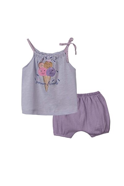 NECİXS BEBEE مجموعة شورتات قصيرة بتصميم الآيس كريم ليلك