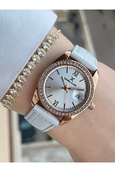 Daniel Klein Takvimli Kordonu Beyaz Renk Kadın Kol Saati Ve Bileklik