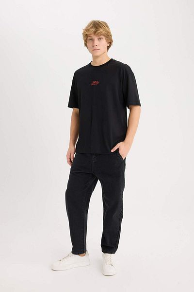 DeFacto 100% Cotton Marvel Boxy Fit Crew Neck Back Printed Short Sleeve T-Shirt D6780Ax25Sp