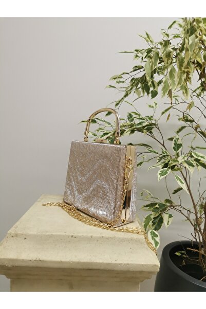 NAZART Women's Wavy Gold Evening Dress Clutch Chain Strap Hand Wedding Engagement Night Shoulder Bag