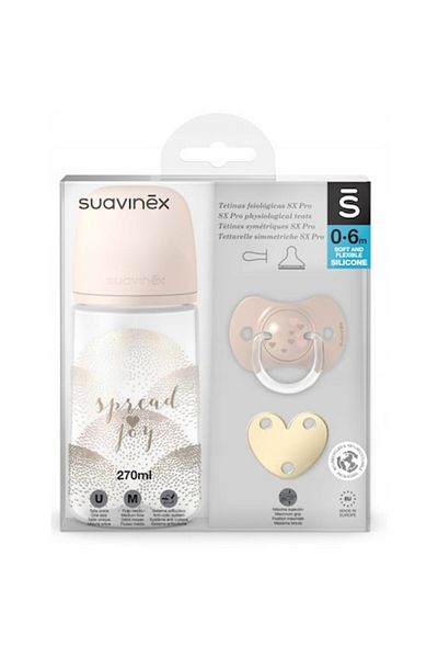 Suavinex Set Biberon/Tetina/Suzeta/Clips, Suavinex, Silicon, Roz