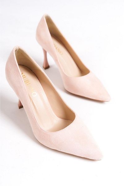 Mubiano Genuine Leather Mb970-Pd Women's Thin 9 cm Heels Powder Suede Stiletto & Heels Shoes